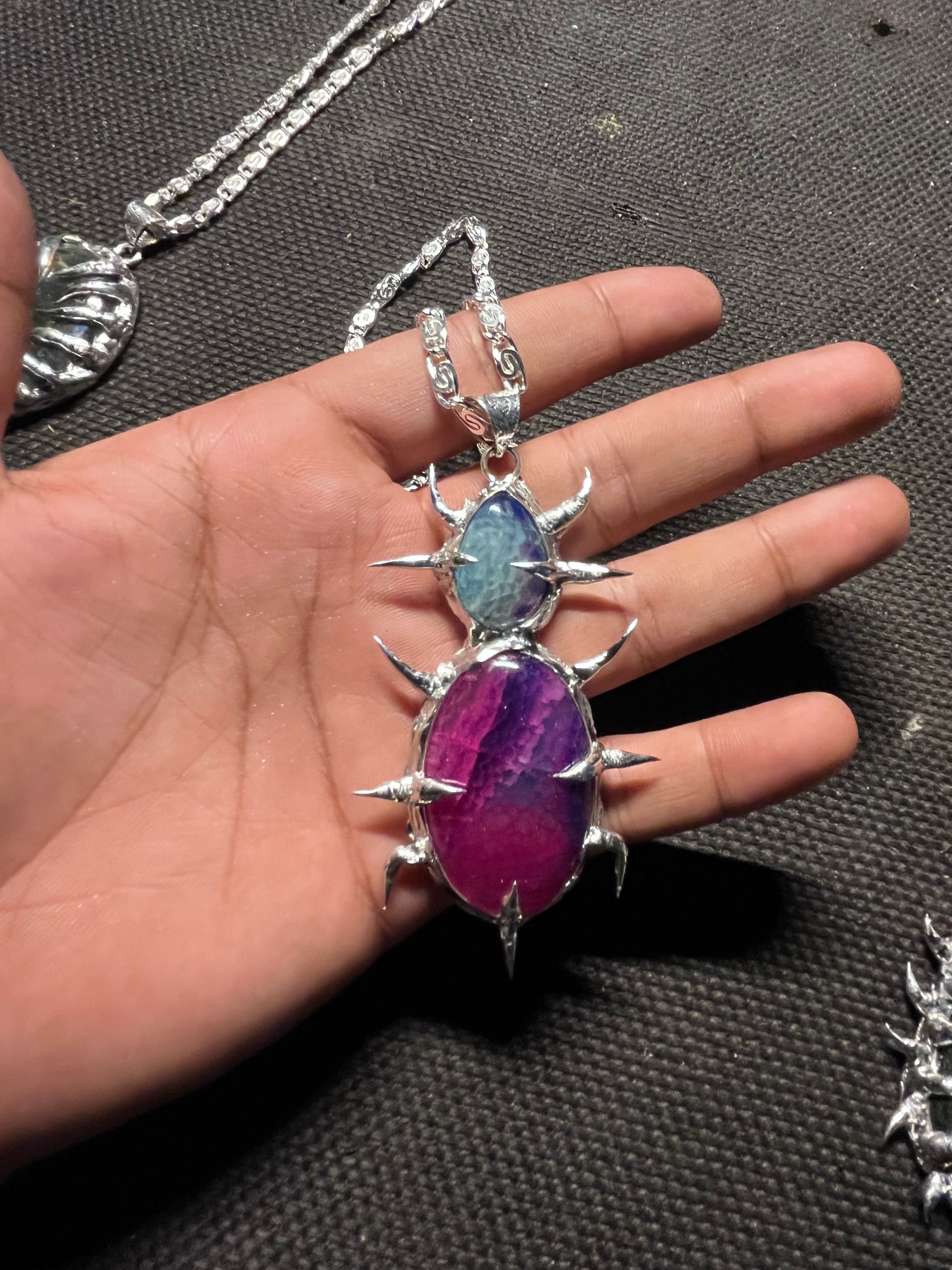 Natural stone goth pendant