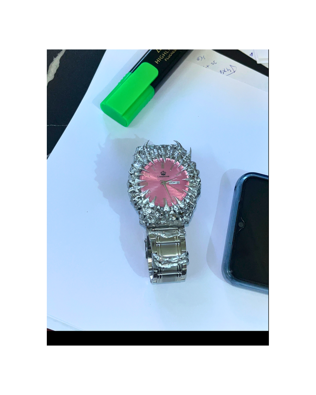Lime punkstone pink dial